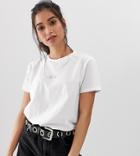 Asos Design Petite T-shirt With Tiny Sun And Moon - White