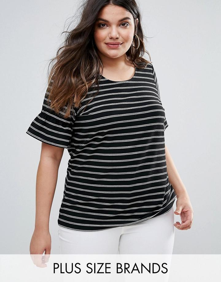 Junarose Striped Top With Fluted Sleeve - Multi