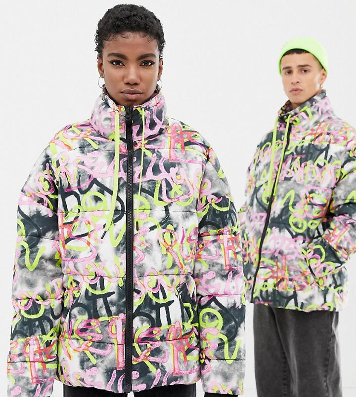 Collusion Unisex X Rene Matic Printed Puffer Jacket - Multi