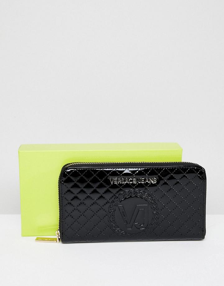 Versace Jeans Quilted Zip Around Purse - Black