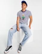 Polo Ralph Lauren Beach Bear Print Stripe T-shirt In Blue/white