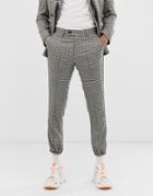 Asos Design Skinny Crop Jogger Suit Pants In Stone With Green And Blue Houndstooth