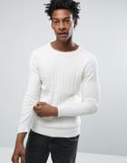Selected Cable Knitted Sweater - White
