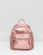 Lamoda Satin Mini Backpack In Pink Rose - Pink