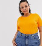 Asos Design Curve Organic Cotton Crew Neck T-shirt In Orange - Orange