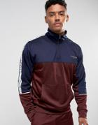 Illusive London Overhead Track Jacket In Burgundy With Taping - Red