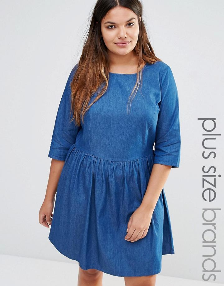 Junarose Chambray Skater Dress - Blue