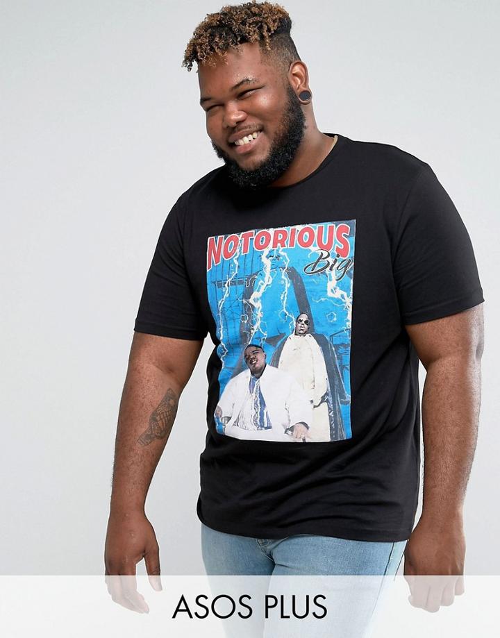 Asos Plus Notorious Big Longline Band T-shirt - Black
