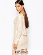 Club L Cowlback Sequin Mini Dress - Gold Blush