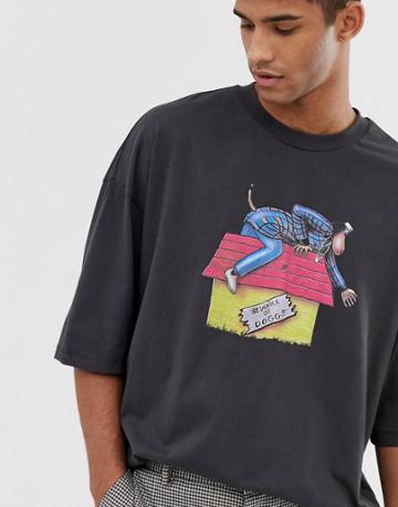 Asos Design Snoop Dogg Oversized T-shirt With Front And Back Print - Black