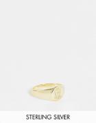 Serge Denimes Crest Signet Ring In Gold Plated Sterling Silver