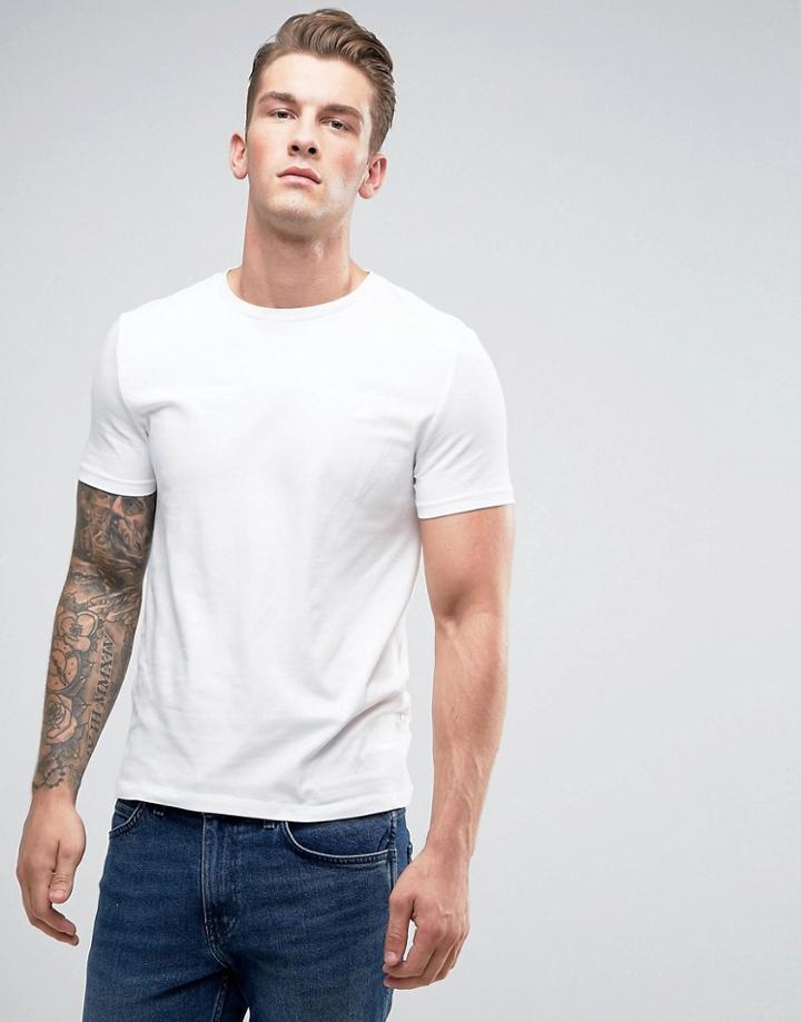 Asos Muscle T-shirt With Logo In Ecru - White