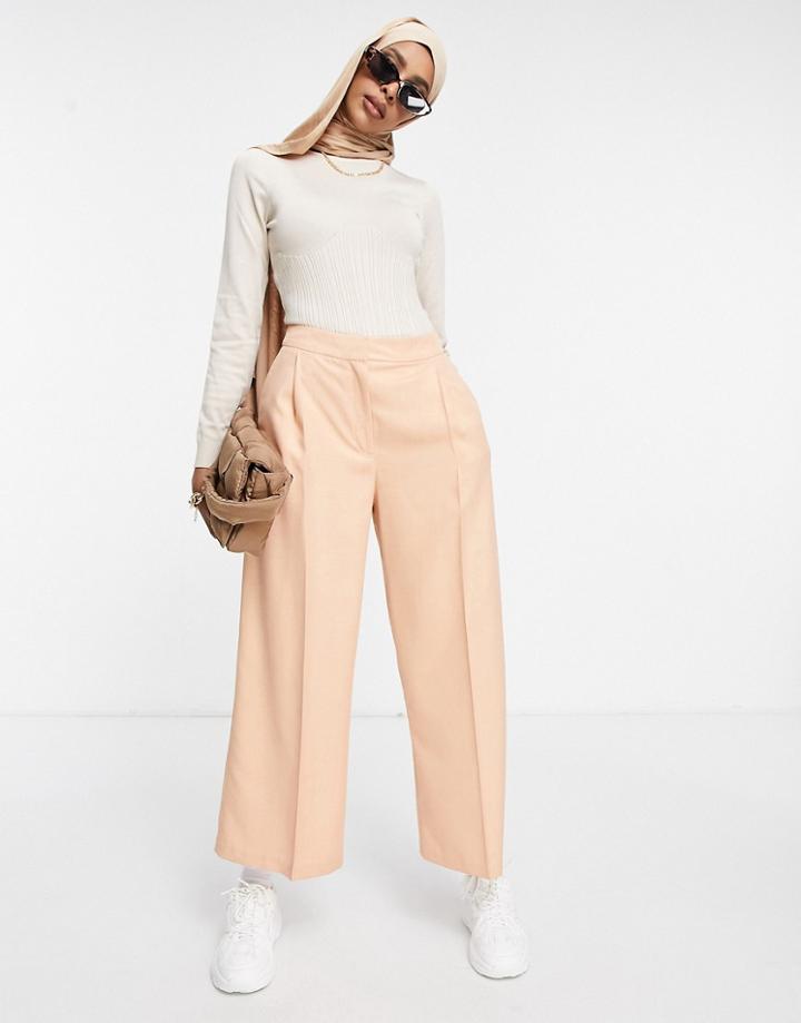 Asos Design Slouchy Dad Wide Leg Pants In Peach-pink