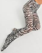 Asos Design 40 Denier Zebra Printed Tights In Mono-multi