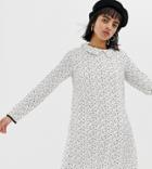 Glamorous Petite Swing Dress With Collar In Mini Spot-white