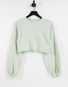 Urban Bliss Volume Sleeve Crop Sweat In Green - Part Of A Set