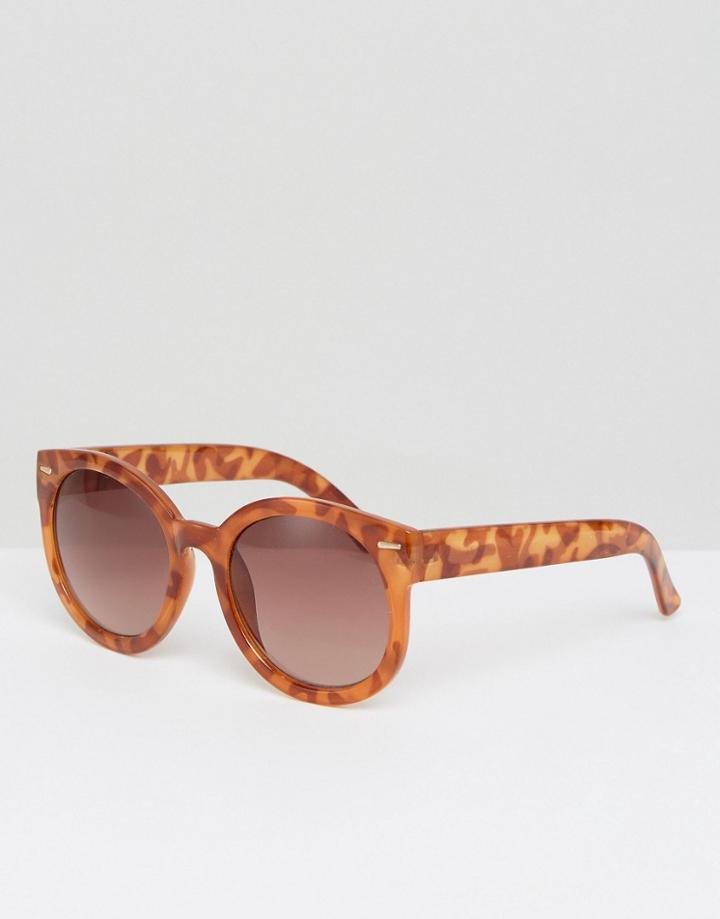 Monki Oversized Round Sunglasses - Brown
