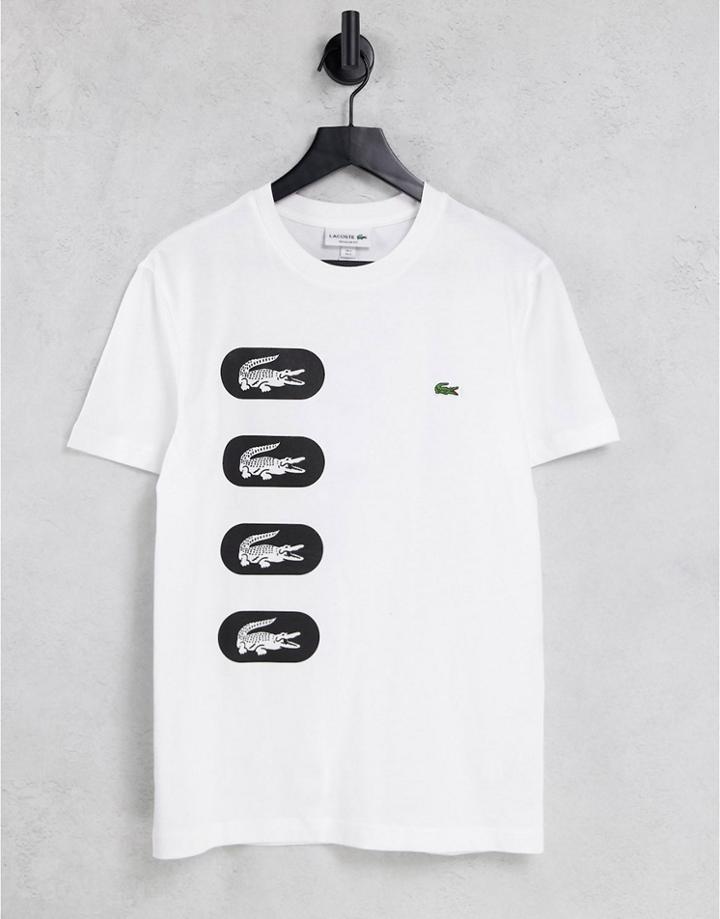 Lacoste Back Print T-shirt In White Exclusive At Asos