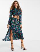 Topshop Recycled 70's Print Satin Skirt In Multi - Part Of A Set