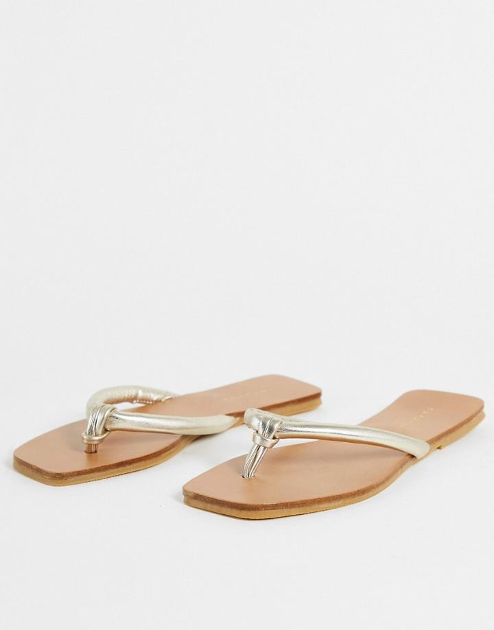 Topshop Poppy Tubular Flip Flops In Gold