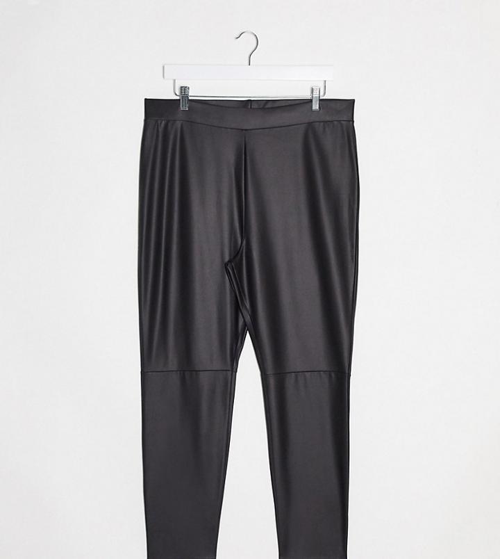 Asos Design Curve Leather Look Legging-black