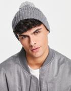 Consigned Bobble Beanie In Gray