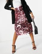 Never Fully Dressed Disc Sequin Midi Skirt In Pink