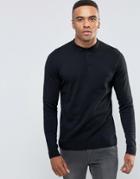 Jack & Jones Premium Long Sleeve Polo Shirt - Black