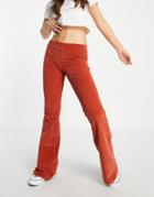 We The Free By Free People Pull On Cord Flares In Rust-copper