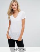 Asos Tall Lightweight T-shirt With V Neck - White