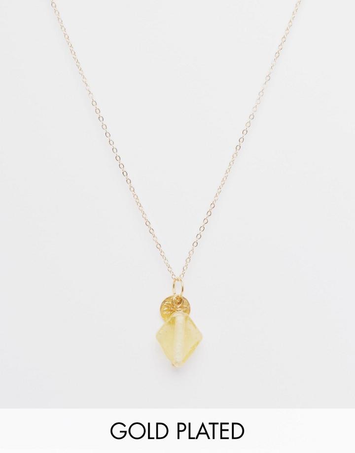 Mirabelle Honey Pendant Necklace On A 45cm Gold Plated Chain - Honey