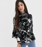 Vero Moda Petite High Neck Smock Blouse-multi