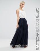 True Decadence Petite All Over Tulle Full Maxi Skirt - Navy