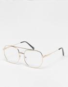 Svnx Retro Aviator Clear Glasses In Gold