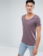 Asos T-shirt With Scoop In Lilac - Purple