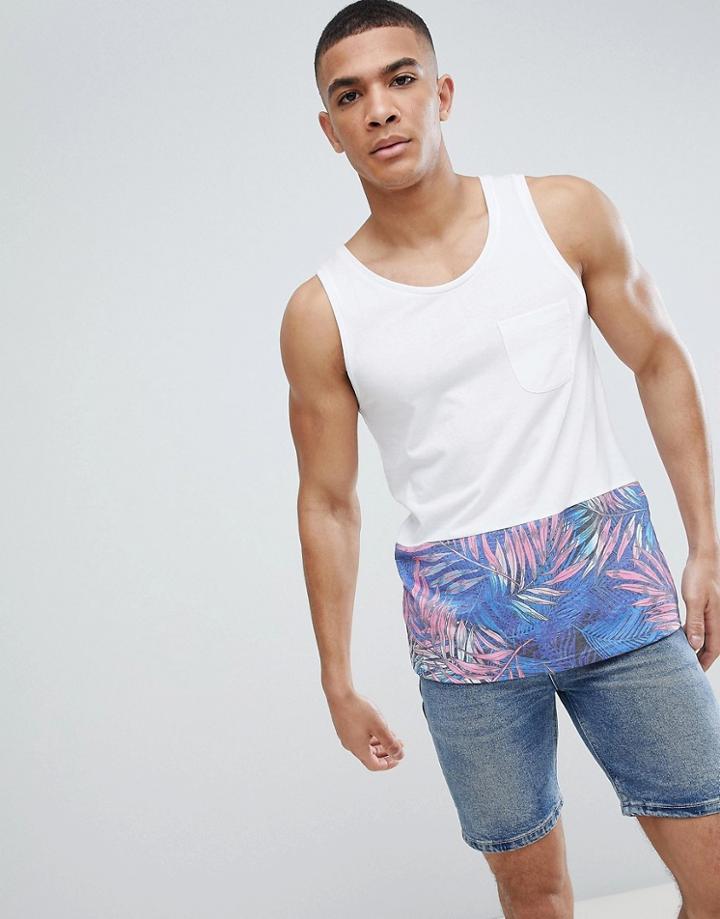 Another Influence Tropical Color Block Tank - White