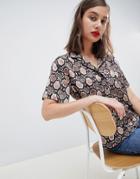 Asos Design Bowling Shirt In Snake Print - Multi