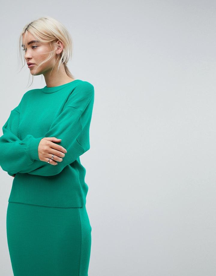 Asos Co Ord Sweater In Rib - Green