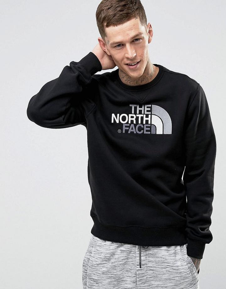 The North Face Drewpeak Crew Neck Sweatshirt Chest Logo In Black - Black