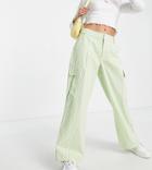 Asos Design Petite Oversized Cargo Pants In Bright Green Check-multi