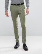 Asos Super Skinny Pants In Khaki Nepp Fabric - Green