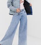 Reclaimed Vintage The '94 Low Rise Super Wide Jean In Light Stone Wash-blue