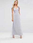 Little Mistress Tall Off Shoulder Maxi Dress With Embellished Detail - Gray