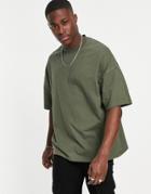 Topman Extreme Oversized Fit T-shirt In Khaki-green