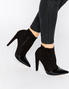 Little Mistress Bogart Toecap Pull On Heeled Ankle Boots - Black