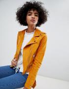 Vero Moda Suede Biker Jacket - Orange