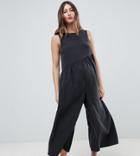 Asos Design Maternity Minimal Jumpsuit With Gathered Waist And Wide Leg - Black