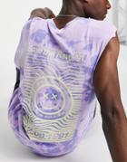 Topman Tie Dyed Tank With Save The Rave Print In Purple