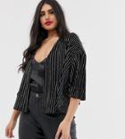 Koko Velvet Pinstripe Kimono Jacket - Black