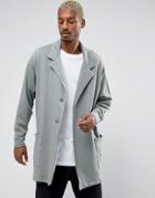 Asos Oversized Longline Jersey Duster Coat In Green - Green